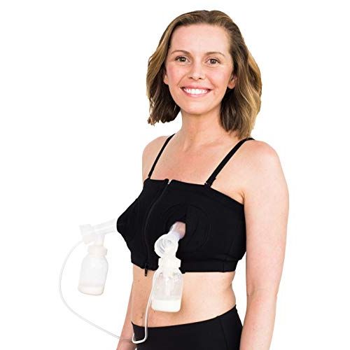  Simple Wishes DLITE Hands Free Pumping Bra, USA Company, Comfortable, Adjustable, Supportive (Black XS-L, 1-Pack)