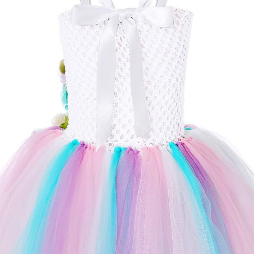  Simplecc Princess Party Dress for Girls Unicorn Dress Birthday Party with Headband Size 4T 5T 6T 7T 8T 9T 10T