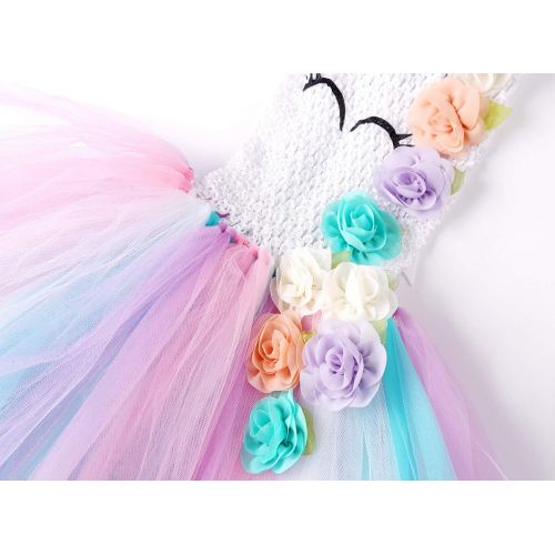  Simplecc Princess Party Dress for Girls Unicorn Dress Birthday Party with Headband Size 4T 5T 6T 7T 8T 9T 10T