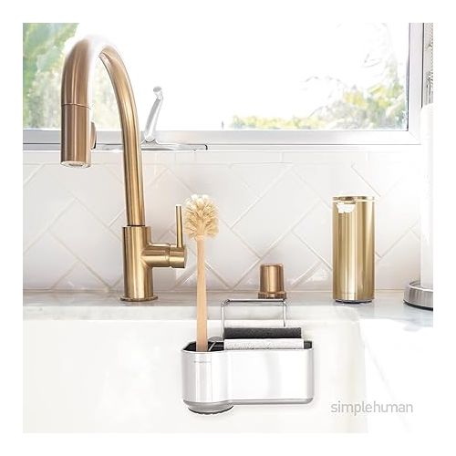 심플휴먼 simplehuman Sink Caddy Sponge Holder, Brushed Stainless Steel