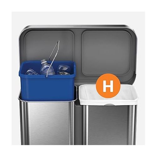 심플휴먼 simplehuman Code H Custom Fit Drawstring Trash Bags in Dispenser Packs, 20 Count, 30-35 Liter / 8-9 Gallon, White