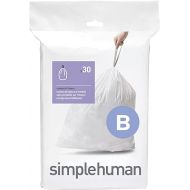 simplehuman Code B Custom Fit Drawstring Trash Bags in Dispenser Packs, 30 Count, 6 Liter / 1.6 Gallon, White
