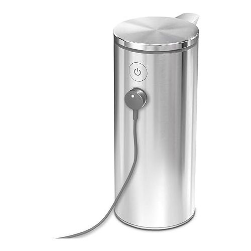 심플휴먼 simplehuman 9 oz. Touch-Free Rechargeable Sensor Liquid Soap Pump Dispenser, Brushed Stainless Steel