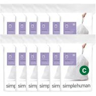 simplehuman Code C 100 Count, Genuine Custom Fit Liners, Drawstring Trash Bags in Dispenser Packs, 10-12 Liter / 2.6-3.2 Gallon, White, 20 Count (Pack of 5)