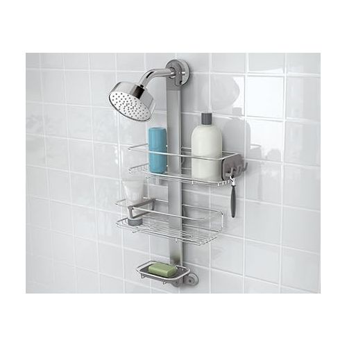 심플휴먼 simplehuman Adjustable Shower Caddy, Stainless Steel and Anodized Aluminum