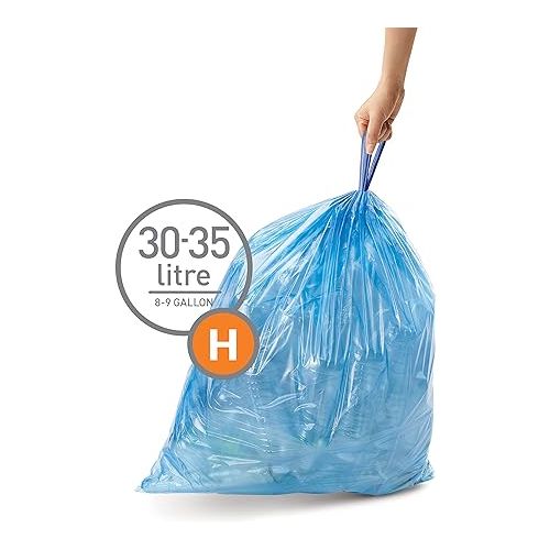 심플휴먼 simplehuman Code H 60 Count, Genuine Custom Fit Liners, Drawstring Trash Bags in Dispenser Packs, 30-35 Liter / 8-9.2 Gallon, Blue