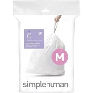 simplehuman Code M Genuine Custom Fit Drawstring Trash Bags in Dispenser Packs, 20 Count (Pack of 5), 45 Liter / 11.9 Gallon, White