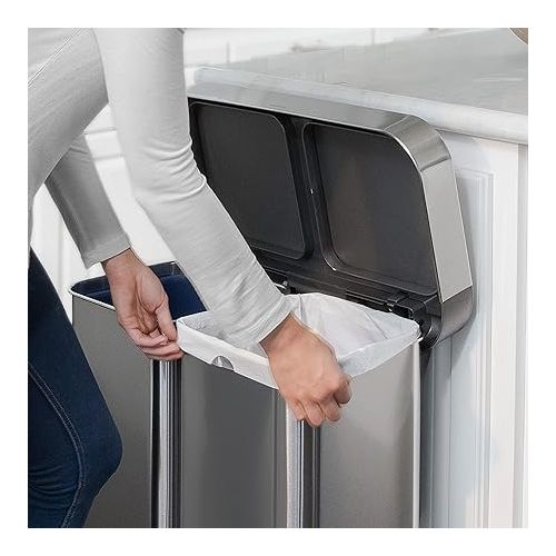 심플휴먼 simplehuman Code H Custom Fit Drawstring Trash Bags in Dispenser Packs, 100 Count, 30-35 Liter / 8-9.2 Gallon, White