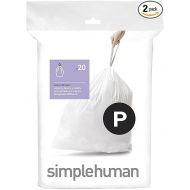 simplehuman Code P Custom Fit Drawstring Trash Bags in Dispenser Packs, 20 Count, 50-60 Liter / 13.2-15.9 Gallon, White