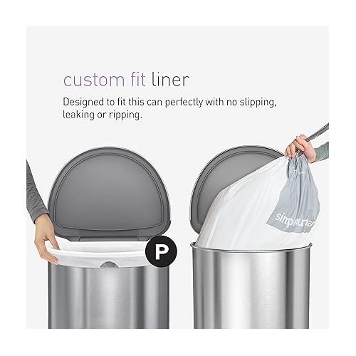 심플휴먼 simplehuman Code P Custom Fit Drawstring Trash Bags, 50 -60 L / 13-16 Gallon, 1 Refill Pack (20 Count)