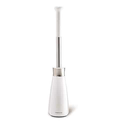 심플휴먼 simplehuman Toilet Brush with Caddy, Stainless Steel, White