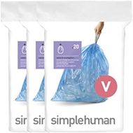 simplehuman Code V 60 Count, Genuine Custom Fit Liners, Drawstring Trash Bags in Dispenser Packs, 16-18 Liter / 4.2-4.8 Gallon, Blue