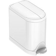 simplehuman 2.6 Gallon Butterfly Lid Bathroom Step Trash Can, 10 Liter White, White Steel