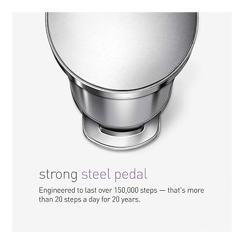 심플휴먼 simplehuman 45 Liter / 12 Gallon Slim Hands-Free Kitchen Step Trash Can, Brushed Stainless Steel