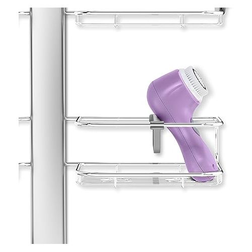 심플휴먼 simplehuman Adjustable and Extendable Shower Caddy XL, Stainless Steel and Anodized Aluminum