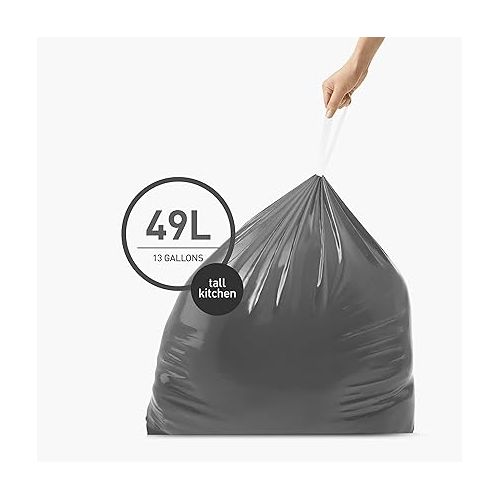 심플휴먼 simplehuman 50% Post-Consumer Recycled Odorsorb Tall Kitchen Drawstring Trash Bags, 13 Gal, 80 Count