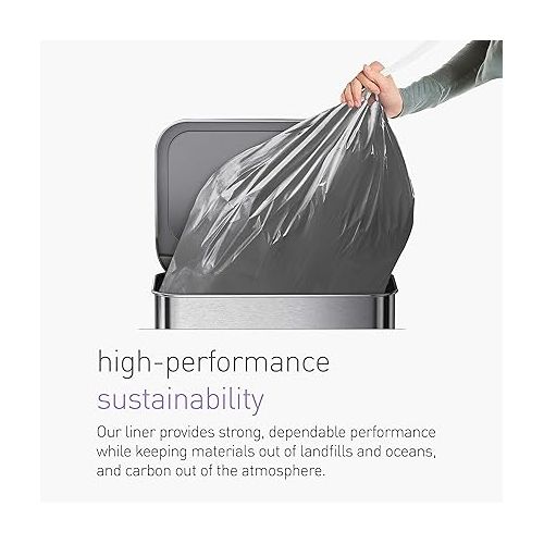 심플휴먼 simplehuman 50% Post-Consumer Recycled Odorsorb Tall Kitchen Drawstring Trash Bags, 13 Gal, 80 Count