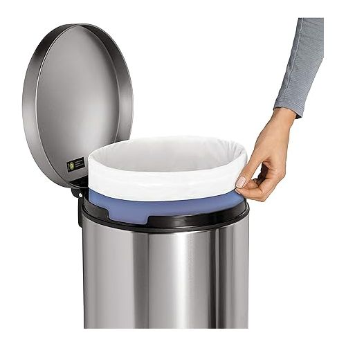 심플휴먼 simplehuman 30 Liter / 8 Gallon Round Step Trash Can, Brushed Stainless Steel