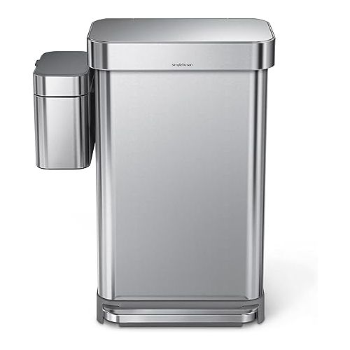 심플휴먼 simplehuman Compost Caddy, Detachable and Countertop Bin, 4 Liter / 1.06 Gallon, Brushed Stainless Steel