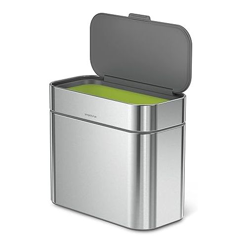 심플휴먼 simplehuman Compost Caddy, Detachable and Countertop Bin, 4 Liter / 1.06 Gallon, Brushed Stainless Steel