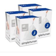 simplehuman Code J 100 Count, Genuine Custom Fit Liners, Drawstring Trash Bags in Dispenser Packs, 30-45 Liter / 8-12 Gallon, White
