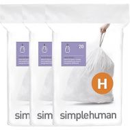 simplehuman Code H 240 Count, Genuine Custom Fit Liners, Drawstring Trash Bags in Dispenser Packs, 30-35 Liter/8-9 Gallon