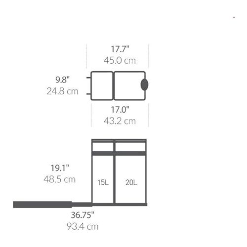 심플휴먼 simplehuman 35 Liter / 9.3 Gallon Dual Compartment Under Counter Kitchen Cabinet Pull-Out Recycling Bin and Trash Can, Chrome