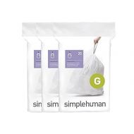 simplehuman Code G Genuine Custom Fit Drawstring Trash Bags in Dispenser Packs, 20 Count (Pack of 3), 30 Liter / 8 Gallon, White