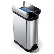 simplehuman 40 Liter / 10.6 Gallon Dual Compartment Butterfly Lid Kitchen Recycling Step Trash Can, Brushed Stainless Steel