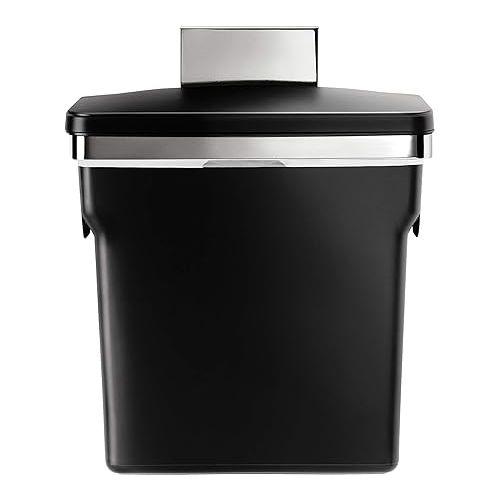 심플휴먼 simplehuman 10 Liter / 2.6 Gallon In-Cabinet Trash Can Heavy-Duty Steel Frame, Black