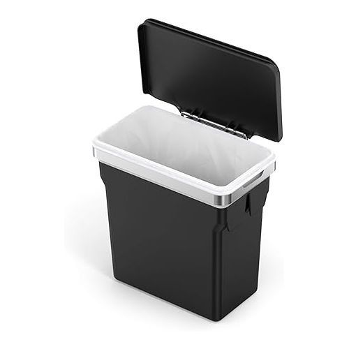 심플휴먼 simplehuman 10 Liter / 2.6 Gallon In-Cabinet Trash Can Heavy-Duty Steel Frame, Black