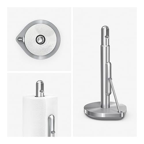 심플휴먼 simplehuman Tension Arm Standing Paper Towel Holder, Brushed Stainless Steel