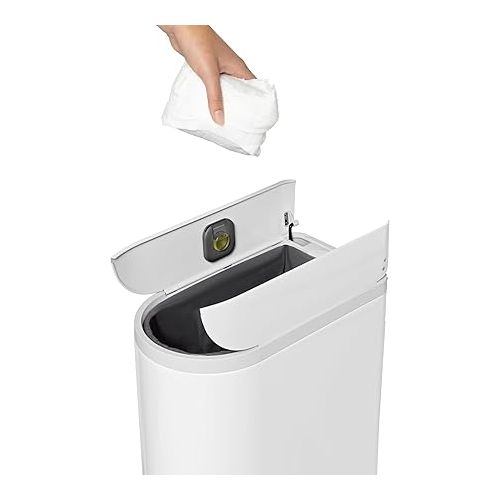심플휴먼 simplehuman Diaper Can with Odor Control System (Odorsorb Pods and Odorsorb Liners), 18 Liter/ 4.8 Gallon, White Stainless Steel