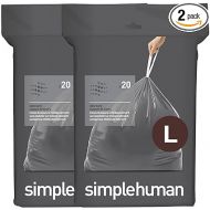 simplehuman Code L 40 Count, Genuine Custom Fit Liners, Drawstring Trash Bags in Dispenser Packs, 18 Liter / 4.7 Gallon