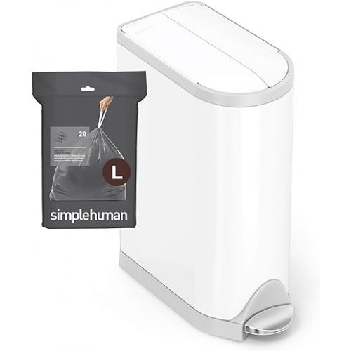 심플휴먼 simplehuman Code L 40 Count, Genuine Custom Fit Liners, Drawstring Trash Bags in Dispenser Packs, 18 Liter / 4.7 Gallon