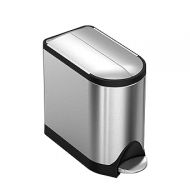 simplehuman 10 Liter / 2.6 Gallon Butterfly Lid Bathroom Step Trash Can, Brushed Stainless Steel with Black Trim