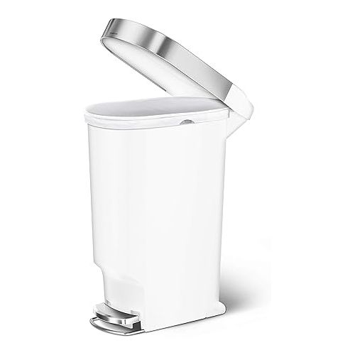 심플휴먼 simplehuman 40 Liter / 10.6 Gallon Slim Kitchen Step Trash Can with Liner Rim, 40L, White