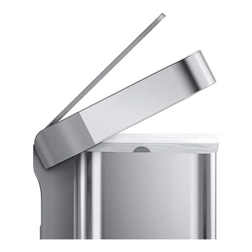 심플휴먼 simplehuman 45 Liter / 12 Gallon Liter Rectangular Hands-Free Kitchen Step Trash Can with Soft-Close Lid, Brushed Stainless Steel with Plastic Lid