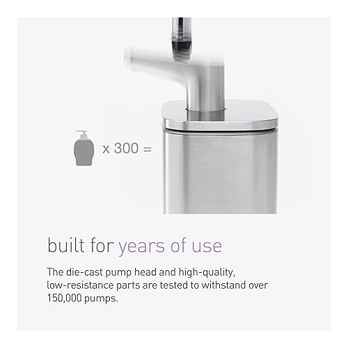 심플휴먼 simplehuman 10 oz. Pulse Pump, Liquid Soap Dispenser, Drip Free Hand Soap Pump, Brushed Stainless Steel