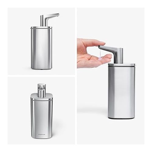 심플휴먼 simplehuman 10 oz. Pulse Pump, Liquid Soap Dispenser, Drip Free Hand Soap Pump, Brushed Stainless Steel