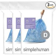 simplehuman Code D 60 Count, Genuine Custom Fit Liners, Drawstring Trash Bags in Dispenser Packs, 20 Liter / 5.3 Gallon, Blue