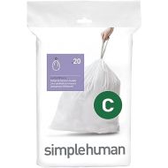 simplehuman Code C Custom Fit Drawstring Trash Bags in Dispenser Packs, 20 Count, 10-12 Liter / 2.6-3.2 Gallon, White