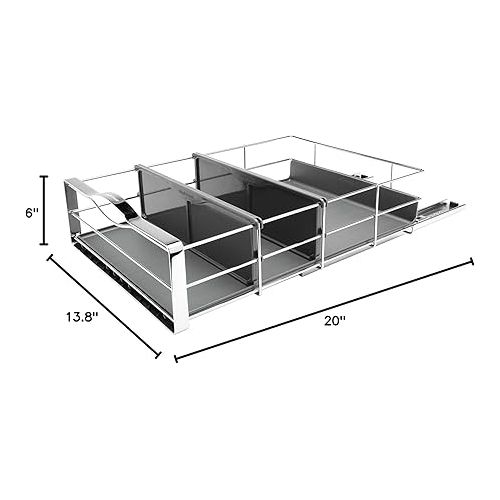 심플휴먼 simplehuman 14 inch Pull-Out Cabinet Organizer, Heavy-Gauge Steel Frame, gray