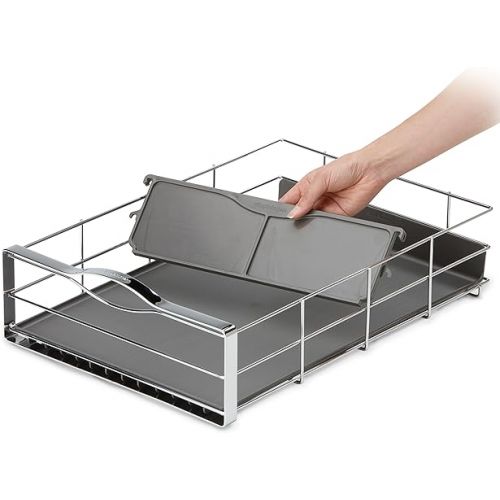 심플휴먼 simplehuman 14 inch Pull-Out Cabinet Organizer, Heavy-Gauge Steel Frame, gray