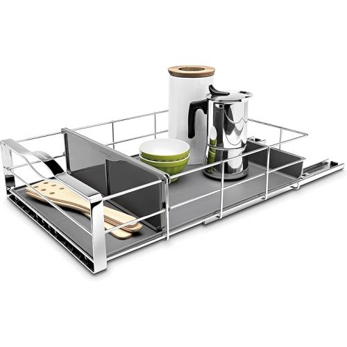 심플휴먼 simplehuman 14 inch Pull-Out Cabinet Organizer, Heavy-Gauge Steel Frame, gray