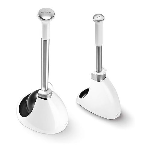 심플휴먼 simplehuman Plunger and Toilet Brush Bundle, White