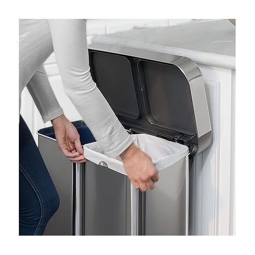 심플휴먼 simplehuman Code H Custom Fit Drawstring Trash Bags in Dispenser Packs, 60 Count, 30-35 Liter / 8-9.2 Gallon, White