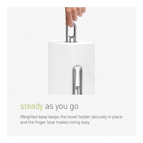 심플휴먼 simplehuman Tension Arm Standing Paper Towel Holder, Brushed Stainless Steel