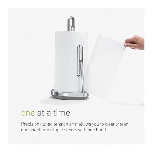 심플휴먼 simplehuman Tension Arm Standing Paper Towel Holder, Brushed Stainless Steel