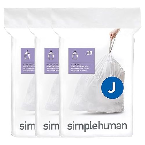 심플휴먼 simplehuman 45 Liter / 12 Gallon Semi-Round Sensor Automatic Trash Can, Brushed Stainless Steel Plus 60 Pack Code J Liners